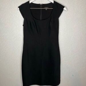 Ann Taylor Black Sheath Wool Blend Cap Sleeve Dress Size 00P